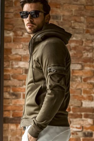 画像2: 1piu1uguale3 RELAX ウノピゥウノウグァーレトレ リラックス ビッグファスナーカーゴポケットスウェットパーカー{-BEA}