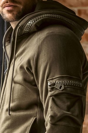 画像7: 1piu1uguale3 RELAX ウノピゥウノウグァーレトレ リラックス ビッグファスナーカーゴポケットスウェットパーカー{-BEA}