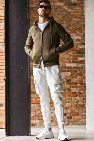 画像9: 1piu1uguale3 RELAX ウノピゥウノウグァーレトレ リラックス ビッグファスナーカーゴポケットスウェットパーカー{-BEA}