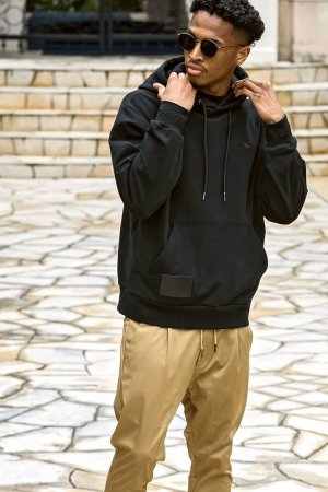 画像5: 1piu1uguale3 RELAX ウノピゥウノウグァーレトレ リラックス レザーパッチスウェットプルオーバーフーディー{-BEA}