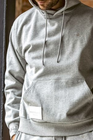 画像5: 1piu1uguale3 RELAX ウノピゥウノウグァーレトレ リラックス レザーパッチスウェットプルオーバーフーディー{-BEA}