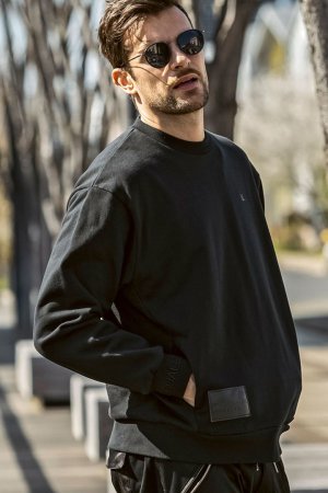 画像3: 【 10%OFF セール18,920円→17,028円】 1piu1uguale3 RELAX ウノピゥウノウグァーレトレ リラックス レザーパッチスウェットクルーネックプルオーバー{-BEA}