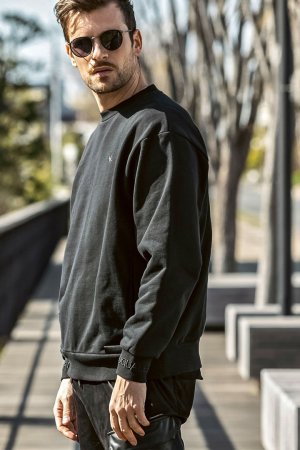 画像5: 【 10%OFF セール18,920円→17,028円】 1piu1uguale3 RELAX ウノピゥウノウグァーレトレ リラックス レザーパッチスウェットクルーネックプルオーバー{-BEA}