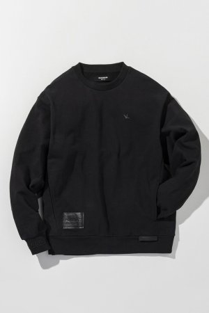 画像9: 【 10%OFF セール18,920円→17,028円】 1piu1uguale3 RELAX ウノピゥウノウグァーレトレ リラックス レザーパッチスウェットクルーネックプルオーバー{-BEA}