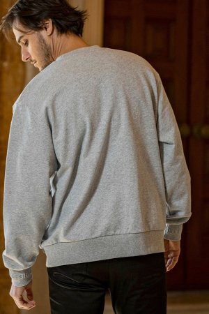 画像3: 1piu1uguale3 RELAX ウノピゥウノウグァーレトレ リラックス レザーパッチスウェットクルーネックプルオーバー{-BEA}