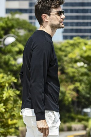 画像4: 【 30%OFF セール｜8,910円→6,237円】 1piu1uguale3 RELAX ウノピゥウノウグァーレトレ リラックス テープロゴロングTシャツ{-BES}