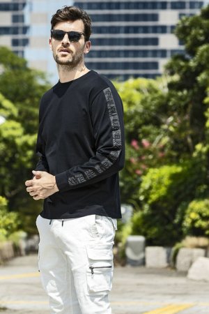 画像8: 【 30%OFF セール｜8,910円→6,237円】 1piu1uguale3 RELAX ウノピゥウノウグァーレトレ リラックス テープロゴロングTシャツ{-BES}