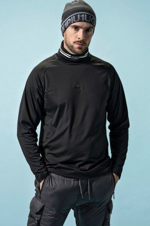 画像2: 1piu1uguale3 RELAX ウノピゥウノウグァーレトレ リラックス 裏起毛ハイネックロゴロングTシャツ / スノーボード / スノーウェア /インナー{-BEA}