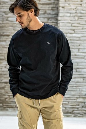 画像5: 1piu1uguale3 RELAX ウノピゥウノウグァーレトレ リラックス ラインストーンネックロゴロングTシャツ{-BEA}