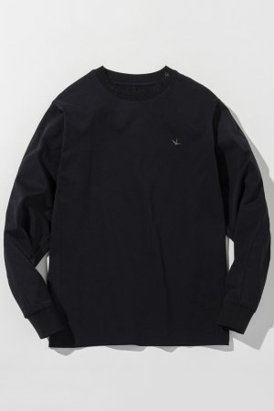 画像7: 1piu1uguale3 RELAX ウノピゥウノウグァーレトレ リラックス ラインストーンネックロゴロングTシャツ{-BEA}