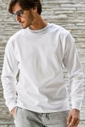 1piu1uguale3 RELAX ウノピゥウノウグァーレトレ リラックス ラインストーンネックロゴロングTシャツ{-BEA}