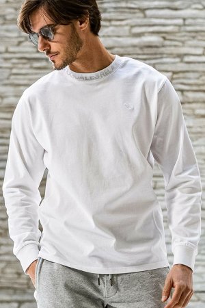 画像1: 1piu1uguale3 RELAX ウノピゥウノウグァーレトレ リラックス ラインストーンネックロゴロングTシャツ{-BEA}