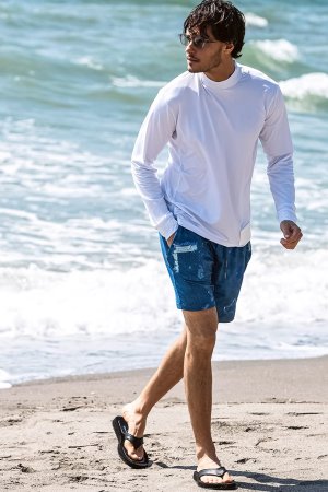 画像4: 1piu1uguale3 RELAX ウノピゥウノウグァーレトレ リラックス ラインロゴラッシュガードロングTシャツ{-BFS}