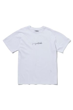 画像1: 1piu1uguale3 RELAX ウノピゥウノウグァーレトレ リラックス グラデーションラインストーン半袖ロゴTシャツ{-BFS}