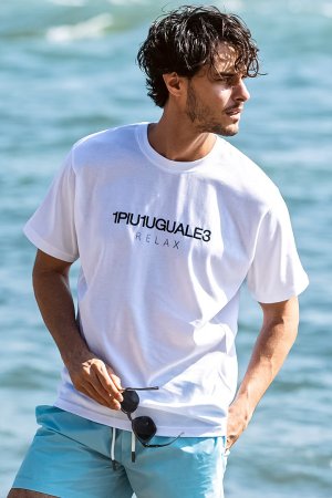 画像1: 1piu1uguale3 RELAX ウノピゥウノウグァーレトレ リラックス リバースロゴ半袖Tシャツ{-BFS}