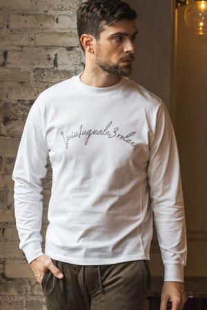 画像1: 1piu1uguale3 RELAX ウノピゥウノウグァーレトレ リラックス スタッズロゴロングTシャツ{-BFA}