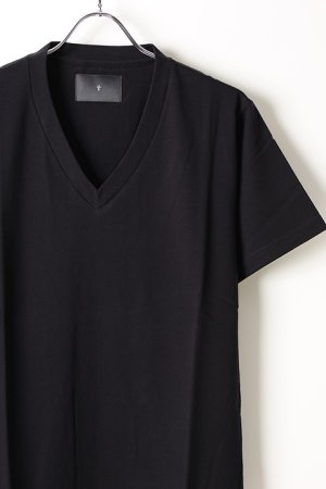 画像3: T' ティー "SEA ISLAND COTTON" LUXSIC 100％(20/1) Vee Neck Short Sleeve BASIC{V01-BLK-AIS}