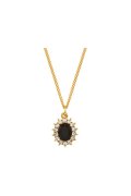 VINTAGE HOLLYWOOD ビンテージハリウッド Black Oval Stone Necklace{-BCA}