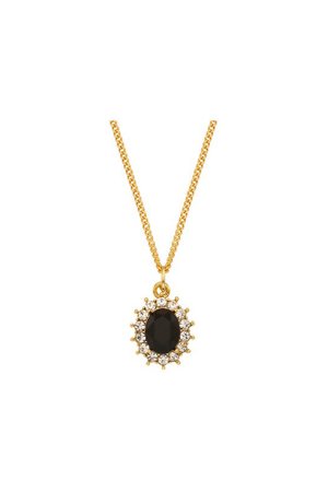 画像1: VINTAGE HOLLYWOOD ビンテージハリウッド Black Oval Stone Necklace{-BCA}