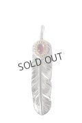 {SOLD}Taro Washimi タロウ ワシミ 鷲見太郎 M feather / M heart feather / pink tourmaline pendant{-BJA}