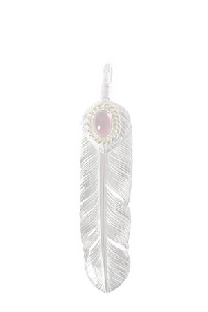 画像1:  {SOLD} Taro Washimi タロウ ワシミ 鷲見太郎 M feather / M heart feather / pink tourmaline pendant {-BJA}  :WT-202011-02-F 