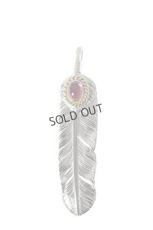 画像1: {SOLD}Taro Washimi タロウ ワシミ 鷲見太郎 M feather / M heart feather / pink tourmaline pendant{-BJA}