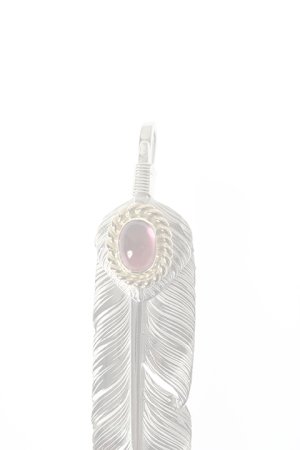 画像4:  {SOLD} Taro Washimi タロウ ワシミ 鷲見太郎 M feather / M heart feather / pink tourmaline pendant {-BJA}  :WT-202011-02-F 