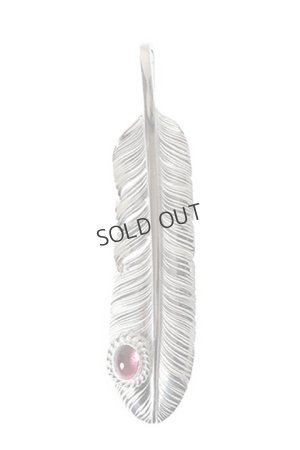 画像1: {SOLD}Taro Washimi タロウ ワシミ 鷲見太郎 L old feather/pink tourmaline/pendant{-BJA}