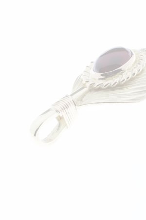画像4:   Taro Washimi タロウ ワシミ 鷲見太郎 L K18 flight heart feather 02 / Cabochon GARNET {-BJA}  :WT-202012-22-F 