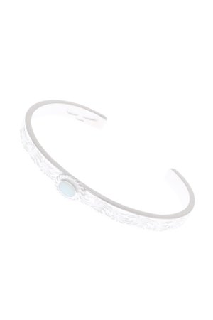 画像1:  {SOLD} Taro Washimi タロウ ワシミ 鷲見太郎 Ｍ arabesque design 5mm bangle/opal 5×7/5×7 cup {-BAA}  :WT-202112-27-F 