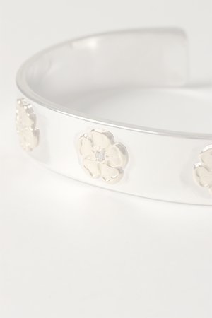 画像3:   Taro Washimi タロウ ワシミ 鷲見太郎 M plain bangle 12mm/M K18 flower metal×3/diamond×3 {-BCA}  :WT-202310-29-F 