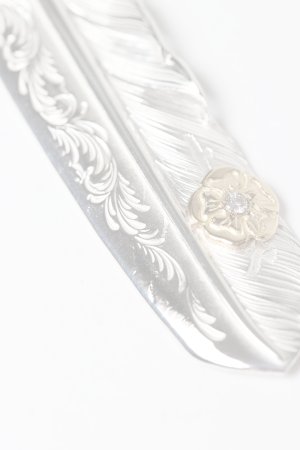 画像4:   Taro Washimi タロウ ワシミ 鷲見太郎 L arabesque flight feather 01/S K18 flower metal/diamond 2mm {-BES}  {E-19}  :WT-202504_19-F 