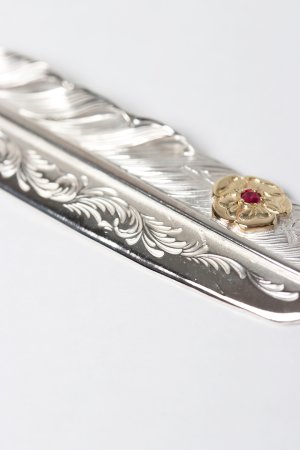 画像4: Taro Washimi タロウ ワシミ 鷲見太郎 L arabesque flight feather 01/S K18 flower metal/ruby 2mm{-BES}{E-21}