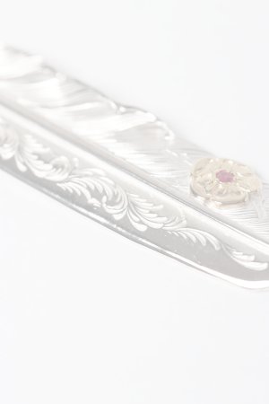 画像4:  {SOLD} Taro Washimi タロウ ワシミ 鷲見太郎 L arabesque flight feather 01/S K18 flower metal/ruby 2mm {-BES}  {E-21}  :WT-202504_21-F 