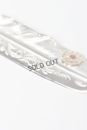 画像4: {SOLD}Taro Washimi タロウ ワシミ 鷲見太郎 L arabesque flight feather 01/S K18 flower metal/ruby 2mm{-BES}{E-21}