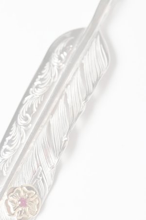 画像5:  {SOLD} Taro Washimi タロウ ワシミ 鷲見太郎 L arabesque flight feather 01/S K18 flower metal/ruby 2mm {-BES}  {E-21}  :WT-202504_21-F 