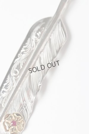 画像5: {SOLD}Taro Washimi タロウ ワシミ 鷲見太郎 L arabesque flight feather 01/S K18 flower metal/ruby 2mm{-BES}{E-21}