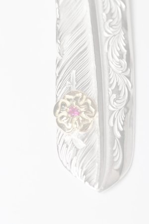 画像3: Taro Washimi タロウ ワシミ 鷲見太郎 L arabesque flight feather 02/S K18 flower metal/ruby 2mm{-BES}{E-22}