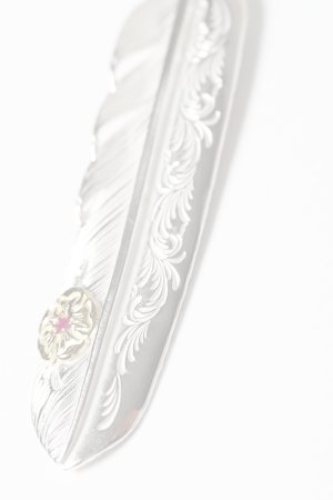 画像4: Taro Washimi タロウ ワシミ 鷲見太郎 L arabesque flight feather 02/S K18 flower metal/ruby 2mm{-BES}{E-22}
