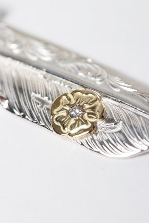 画像3: Taro Washimi タロウ ワシミ 鷲見太郎 L arabesque flight feather 02/eagle claw pendant 02/S K18 flower metal/diamond 2mm{-BES}{E-24}