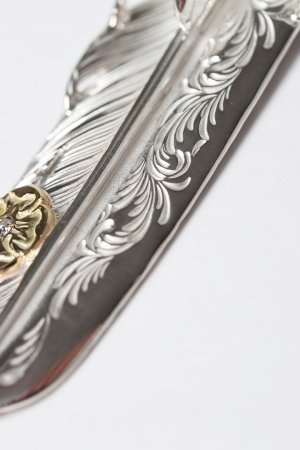 画像4: Taro Washimi タロウ ワシミ 鷲見太郎 L arabesque flight feather 02/eagle claw pendant 02/S K18 flower metal/diamond 2mm{-BES}{E-24}