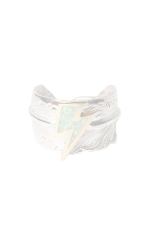画像1:   Taro Washimi タロウ ワシミ 鷲見太郎 L arabesque flight feather ring/18K Thunder Opal  {-BES}  {E-47}  :WT-202504_47-20 