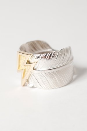 画像2: Taro Washimi タロウ ワシミ 鷲見太郎 L old feather ring 02/K18 big thunder{-BEA}