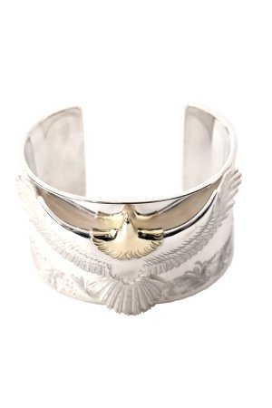 画像1:  【☆超激レア】鷲見太郎氏の手彫りアラベスク 世界オンリーワンアイテム  Taro Washimi タロウ ワシミ 鷲見太郎 eagle eg-03/K18・925 bangle with K24 arabesque design