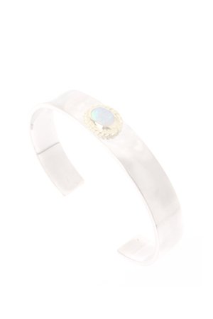 画像1:   Taro Washimi タロウ ワシミ 鷲見太郎 opal × K18 cup(6×8) M plain bangle 10mm {-AIA}  :WT-BRACELET-59-F 