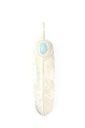   Taro Washimi タロウ ワシミ 鷲見太郎 turquoise × K18 cup(5×7) M K18 heart feather 02 × M K18 feather 02 {-BJS}  :WT-PENDANT-112-F 