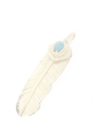 画像4:  {SOLD} Taro Washimi タロウ ワシミ 鷲見太郎 turquoise × K18 cup(5×7) M K18 heart feather 02 × M K18 feather 02 {-BJS}  :WT-PENDANT-112-F 