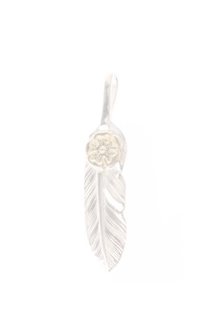 画像1:  {SOLD} Taro Washimi タロウ ワシミ 鷲見太郎 S K18 flower metal × S feather 01 {-AIA}  :WT-PENDANT-34-F 