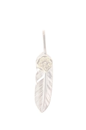 画像1:  {SOLD} Taro Washimi タロウ ワシミ 鷲見太郎 S K18 flower metal × S feather 02 {-AIA}  :WT-PENDANT-35-F 