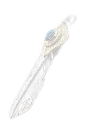 画像3:  {SOLD} Taro Washimi タロウ ワシミ 鷲見太郎 turquoise × K18 cup(6×8) L K18 flight heart feather 01 × L arabesque flight feather 01 {-BJS}  :WT-PENDANT-54-F 